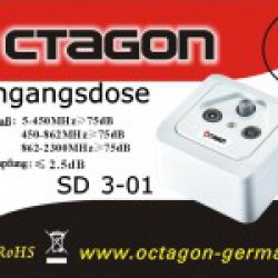 OCTAGON SAT-BK Antennendose 3-Loch Durchgangsdose SD 3-01